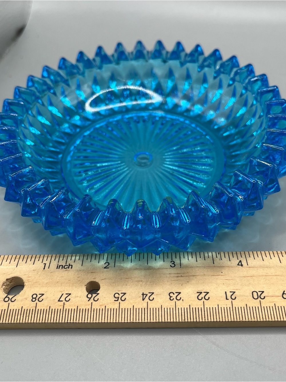 Vintage Indiana Glass Horizon Blue Diamond Point Candy Dish (one Half only)